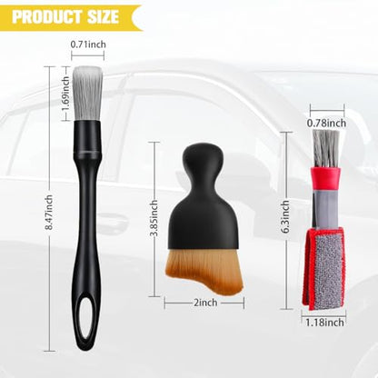 4PCS Car Detailing Brush Kit, Including 1 Ultra Soft No Scratch & 3 Vent Cleaning Brushes, Multi-Use Automotive Interior Detailing Kit, Universal for Most Vehicles - size: 4PCS