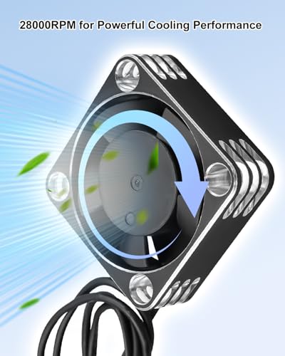 30mm 28000RPM RC Car Motor Cooling Fan Heatsink | for 1/8 and 1/10 Scale RC Cars 540 550 Brushless Motor, Black+Silver, 2PCS