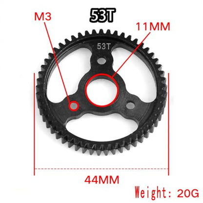 32P Spur Gear, 53T 0.8 Metric Pitch, Compatible with 32-Pitch, Hardened Steel 53 Tooth 0.8M Spur Main Gear for 1/10 TRAXXAS Ford Rustler Slash Stampede 4X4 & Arrma - size: M0.8-Spur Gear-53T