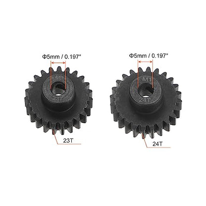 HARFINGTON Mod 1 M1 Pinion Motor Gear Set 2pcs 23T 24T Fit 5mm RC Motor Shaft M1 Pitch Gears for RC Car, with Hex Key - style: 23T 24T