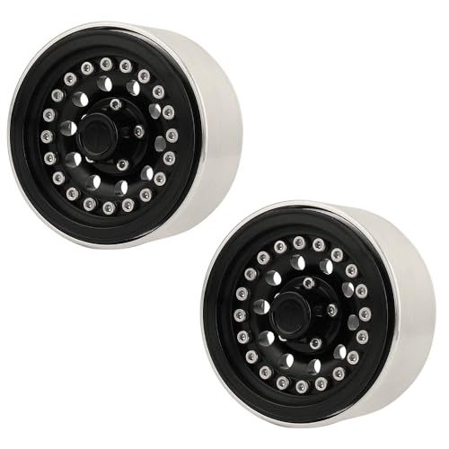 1/10 RC Crawler 4Pcs 1.9 Inch Beadlock Wheel Hub Rim Rims Aluminum Alloy for TRX4 TRX6 Axial SCX10 III AXI03007 GRT EX86190 RedCat,Five Hole nut (Black) - color: Black
