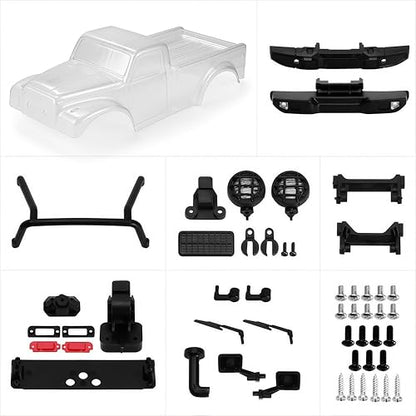 AMK TRX4M Clear Body Shell Kit for 1/18 RC Crawler TRX4M Bronco Defender Upgrade Parts with Decorative Accessories