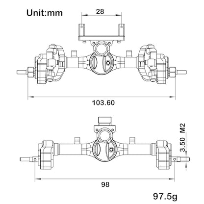 MEUS Racing +6.2mm SCX24 Portal Axles for Axial 1/24 SCX24 RC Crawler (Black) - color: Black