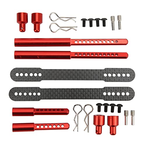 Keenso RC Shell Columns, Front Rear Aluminum Alloy Carbon Fiber Car Body Mount Post for Axial SCX10 90046 90047 1/10 RC Car (Red) - color: Red