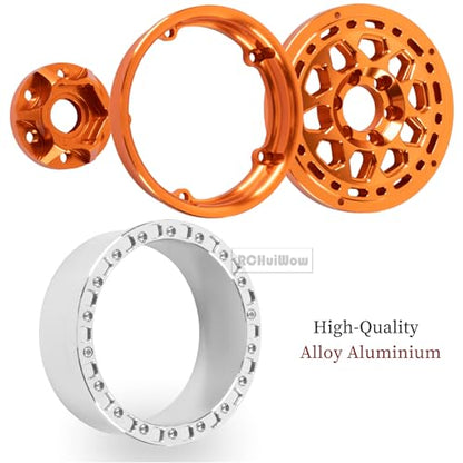 2.2" Beadlock RC Wheels for 1/10 RC Crawler SCX10 Capra,AMG 6x6,TRX4,Red cat Gen8 Everest Gen7 Pro,Alloy Aluminium rc Wheels 2.2 Beadlock Wheels 2.2 Beadlock Rims,4pcs,Orange - color: Orange(4pcs)