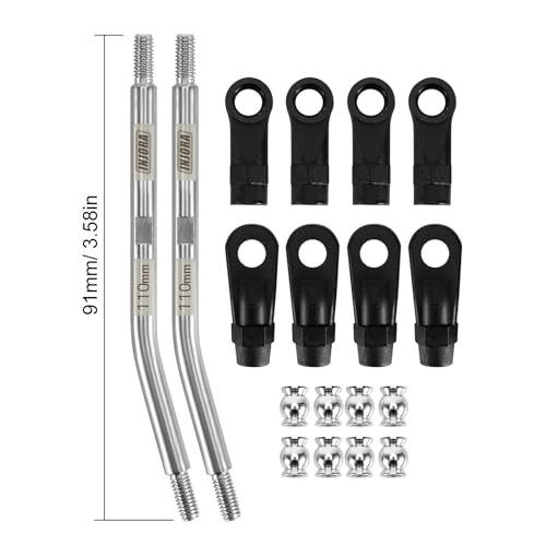 INJORA Stainless Steel High Clearance Links with Rod Ends for TRX4 SCX10 II SCX10 III VS4-10 1/10 RC Crawler Car Upgrade(110mm) - size: 110mm