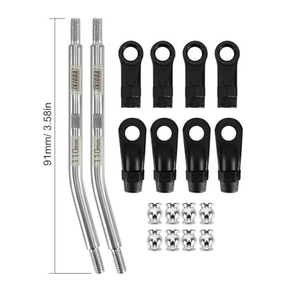 INJORA Stainless Steel High Clearance Links with Rod Ends for TRX4 SCX10 II SCX10 III VS4-10 1/10 RC Crawler Car Upgrade(110mm) - size: 110mm