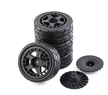 1/10 RC Racing Rally Tires 12mm Hex Wheels Rims and Rubber On Road Tyres for 1/10 RC On-Road Car HPI KYOSHO Tamiya XV01 XV02 TA06 TT01 TT02 PTG2 144001 A959 RC Rally Drift Car 4PCS (Black A) - color: Black a