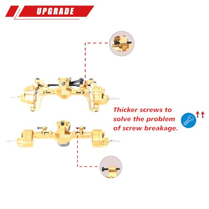 RCAWD Fourth Version Brass SCX24 Portal Axles, Wide Axle, Highly Rigid Driveshaft, Thickened Screws for Axial 1/24 SCX24 Series Front Rear Portal Axle Upgrades Parts Gold - color: Front & Rear Gold