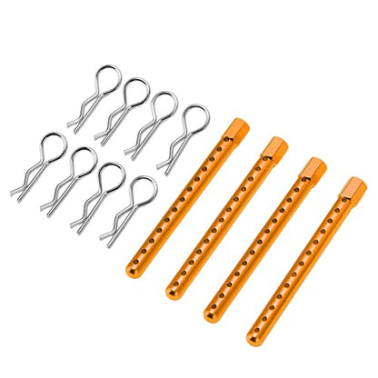 RC Body Post, High Strength Aluminum Alloy RC Car Shell Column with Multiple Height Adjustment, for HSP 1/10 94102 94122 94103 94123 Cars (Gold) - color: Gold