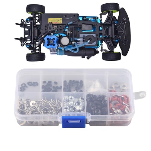 340PCS RC Screw Kit, Nuts Bolts Washers Hardware Fasteners for HSP 1/10 RC Car, High Strength Metal Material with Reusable Plastic Container, Durable RC Accessories for RC Car Repa