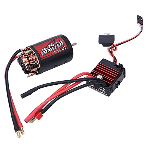 550 Brushed Motor 80A ESC Combo Set with Excellent Throttle Linearity for 1/10 RC Crawler Car, Strong Current Capacity, Easy to Program for RC Enthusiasts (12T+80A)
