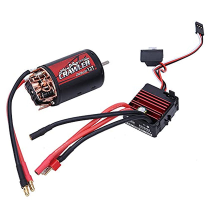 550 Brushed Motor 80A ESC Combo Set with Excellent Throttle Linearity for 1/10 RC Crawler Car, Strong Current Capacity, Easy to Program for RC Enthusiasts (12T+80A)