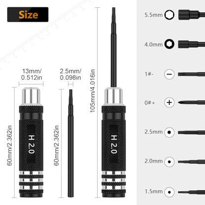 RC Tool Kit Hex Screwdriver 1.5/2.0/2.5/4.0BOX/5.5BOX,Phillips/Slotted | 7PCS Screwdriver Compatible with 1/10 1/18 1/24 Traxxas SCX24 ARRMA RC Truck Car Tools