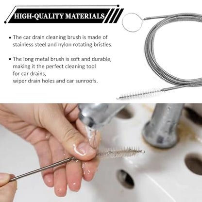 Auto Sunroof Drain Cleaning Tool, Car Cleaning Kit, 61 Inch Long Flexible Drain Brush Pipe Cleaners for Car, Vehicle Tube Brush Slim Drain Dredging Tool for Cars Sunroof Windshield Wiper Hole