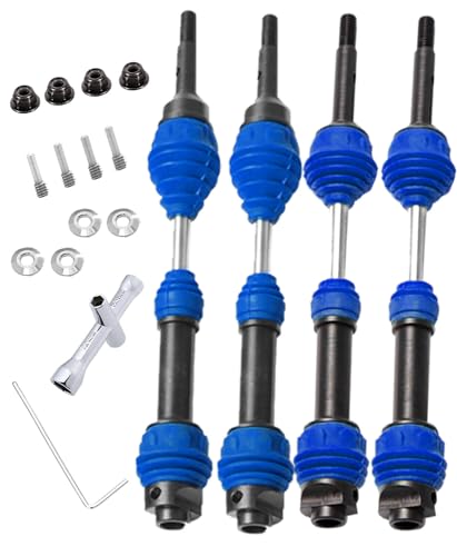 Drive Shaft CVD Axles Upgrades for 1/10 Slash VXL 4x4 Rustler Stampede Hoss VXL 4x4 4WD,4Pcs Front Rear Transmission Driveshaft Parts Hops Up,Navy Blue(Upgrades in 2023) - color: Navy Blue - 4pcs -Front Rear