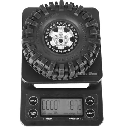 1.9 Beadlock rc Tires Wheels for 1/10 TRX4 TRX6 SCX10 90046 AX103007 Gen8 Gen7 D90 VS4-10 MST CFX RC Crawler,1.9 Wheels and Tires Alloy Aluminium Rims w/Rubber Tyres,Silver - color: Silver(4pcs)