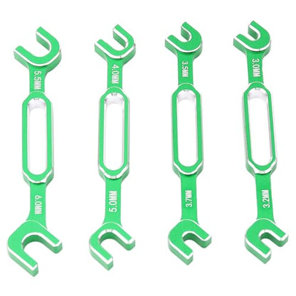 RC Car Wrench, 4PCS RC Car Repair Wrench Turnbuckle Nut Ball Joint Remover Aluminum Alloy RC Maintenance Spanner 3.0‑6.0mm for RC Car Truck - color: Green