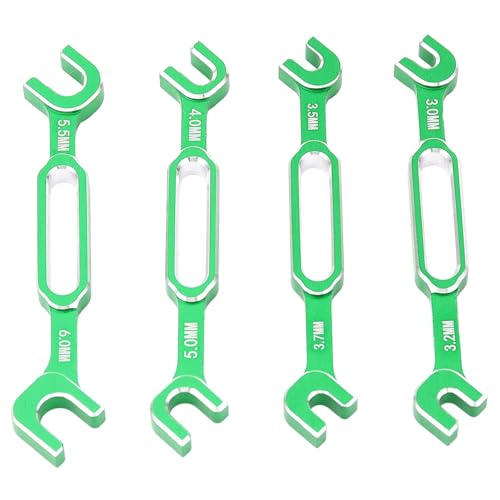 CCYLEZ Turnbuckle Nut Wrench, High Strength Aluminum Alloy RC Car Wrench Set for Adjusting Ball Joints Pull Rods Push Rods in Drift Cars RVs 4PCS Green - color: Green