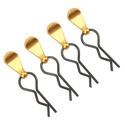 4pcs RC Body Clips R Pins Stainless Steel R Clips with Aluminium Alloy Pull Tabs for 1/8 1/10 RC Car (Gold) - color: Gold