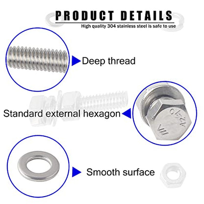 newlng M3 M4 M5 M6 Bolts and Nuts Flat and Lock Washers Assortment Kit 520 PCS Metric 304 Stainless Steel Hex Head Cap Screws Bolts and Nuts Assortment Set Fasteners Bolts Kit with Combination Box - size: F-M3456