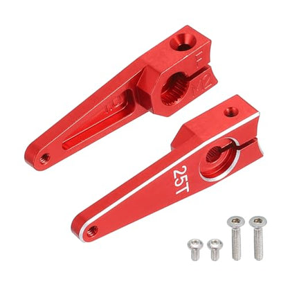 MECCANIXITY Aluminum Alloy 1 inch 25T Steering Servo Arm Horn Red for Car/Boat/Airplane Boat Accessories Pack of 2 - color: Red