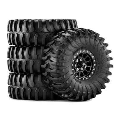 1.0" Beadlock Wheels and Tires for 1/24 Axial SCX24 1/18 TRX4M AX24 FCX24 RC Crawler Replacement Accessories (Black 357) - color: Black 357