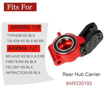 Aluminum Front Steering Blocks & Hub Rear Stub Axle Carriers for ARRMA 6S | 1/7 Mojave Infraction FIRETEAM Felony Limitless 1/8 TYHPON Steering Knuckles Hop Ups,Upgrade AR330187 AR330193 - color: Red, size: Front & Rear Set(Thin)