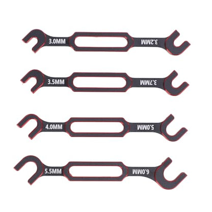 4PCS RC Wrench, Premium Aluminum Alloy Turnbuckle Nut Ball Joint Remover Tool with 3.0 3.2 .5 .7 4.0 5.0 6.0mm Sizes, for RC Car Boat Drone Crawler Truck DIY (Red) - color: Red