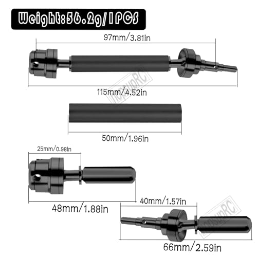 #45 Steel Front Rear Drive Shaft CVD Upgrades Parts for 1/10 Granite Senton 3s Blx&Mega550,Vortek 3s Blx,Stainless Driveshaft Axles Hops Up,#ARAC4041,Black - color: Black(4cvd)