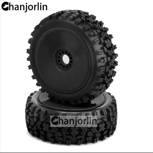 1/8 Buggy Tires OD 118mm and Wheels 17mm Hex Rubber RC Off Road Tyres for 1:8 Scale Buggy Truck Car HSP Kyosho MP10 VRX HPI Hobao ARRMA Typhon 6S 3S Talion Traxxas Losi 8ight 4PCS (Black) - color: Black