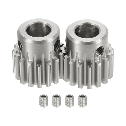 uxcell 2Pcs 1 Mod 16T Spur Gear 8mm Bore, 304 Stainless Steel Pinion Gear, 20°Pressure Angle, for Spur Rack and RC Model Car or Motor DIY(14mm) - size: 1 Mod 16T, 8mm x 14mm