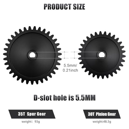 30T M1.5 Shaft with Bearing 45# Steel D-Shaped Hole Spur Gear with 20T Pinion Gear for TRAXXAS-1/5 X-MAXX 6S/8S Monster Truck and 1/6 4WD XRT 8S-78086-4, 1.5 Mod Large Transmission Gear Part - style: 20T + 30T