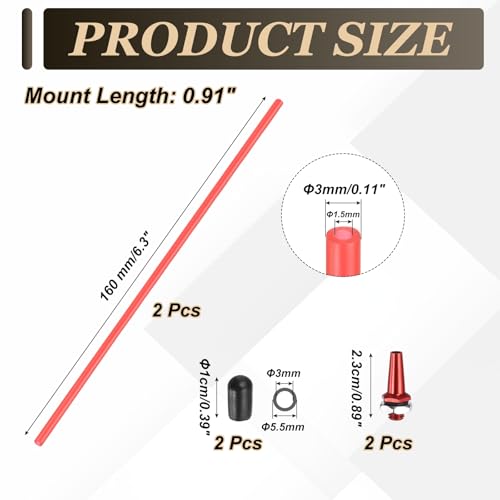 uxcell 160mm Plastic Protection Antenna Tube, RC Antenna Tube with Mount and Cap for RC Car Boat Drone Receiver(Red, 2 Pcs) - color: Red, size: 160mm