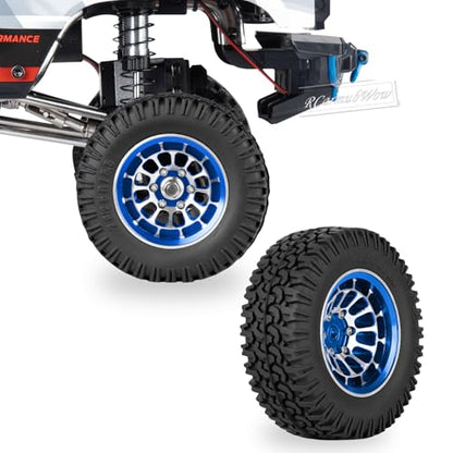 1.55 Inch Aluminum Alloy Beadlock Wheel and Tires for Tamiya AX90069 D90 TF2 CC01 CC02 1/10 RC Crawler Car,1.55 Beadlock Tires RC Rims,Soft Rubber All Terrain Tyre Metal Rims,Navy Blue - color: Navy Blue(4pcs)