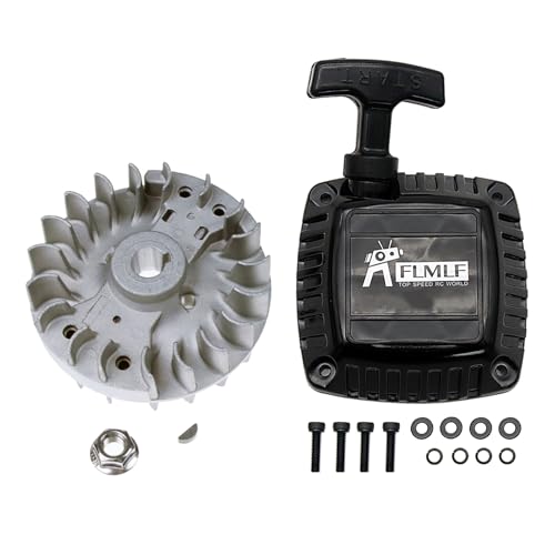 FLMLF Plastic Flat Central Pull Starter and Flywheel Kit | for Zenoah CY 23cc~36cc Engine for 1/5 HPI ROVAN KM BAJA LT FG DBXL GoPed RedCat Rc Car Parts - style: Plastic Flat Central
