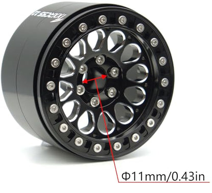RC 2.2 Aluminum Alloy Beadlock Wheels and Tires Upgrades Accessories Rims for 1/10 SCX10 TRX4RC4WD and D90 RC Crawler Axial Remote Control Car (4pc) (Black) - color: Black