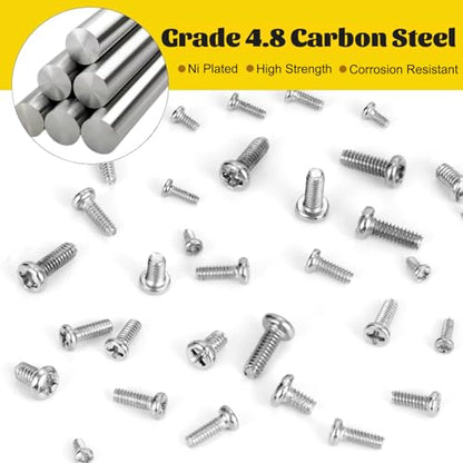 1140PCS Micro Small Pan Head Machine Screws Assortment Kit,M1 M1.2 M1.4 M1.6 M1.7 Tiny Screws for Electronics,Eyeglasses, Watches, Clocks - size: M1M1.2M1.4M1.6M1.7 1140pcs