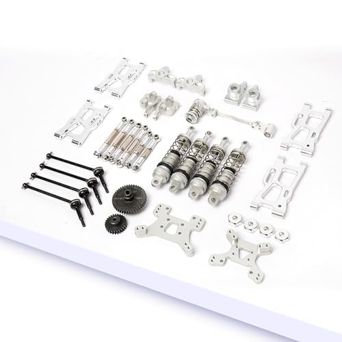 Metal Replacement Part Kit for WLtoys 1/14th, 1/12th RC Car Upgrades, Spare Aluminium Accessory Set with Screws(Silver) - color: Silver
