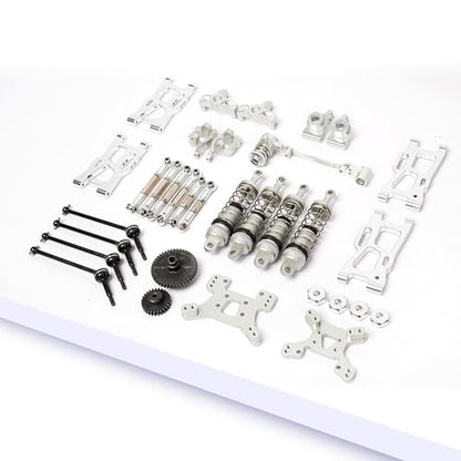 Metal Replacement Part Kit for WLtoys 1/14th, 1/12th RC Car Upgrades, Spare Aluminium Accessory Set with Screws(Silver) - color: Silver