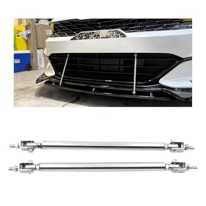 2PCS Front Bumper Lip Splitter Diffuser Strut Rod, Adjustable 8"-11" Front Bumper Lip Rod Tie Support Bar, Universal Bumper Protector Splitter Support Rod for Most Vehicle (Silver)