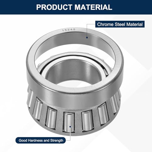 uxcell 15125/245 Tapered Roller Bearing Cone and Cup Set, 1.26" Bore x 2.44" OD x 0.81" Thick, Chrome Steel Taper Bearing Set, ABEC-3 - size: 15125/245