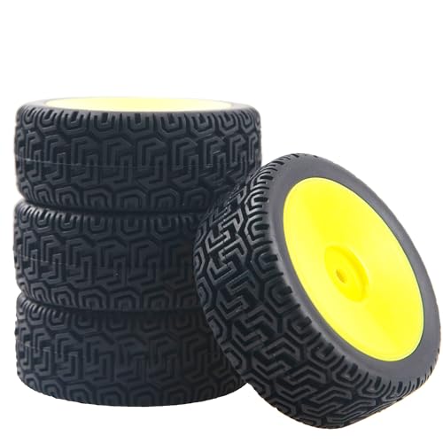 RC 12mm Hex Hub Wheel Rims & Rubber Tires Compatible with HSP Tamiya HPI Kyosho 1/10 On-Road Touring Car WLtoys 1/14 144001 Traxxas 1/16 Slash RC 1/18 A959B Buggy (Yellow) - color: Yellow