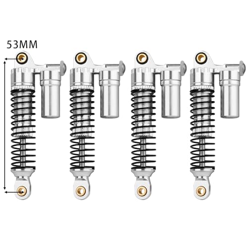 Aluminium 53mm/59mm/66mm/78mm Shocks- Long Threaded Shock Absorber Oil Damper for TRX4M 1/18 RC Crawler Upgrades (silver, 53mm)