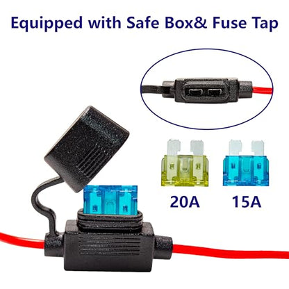 BFXM 10AWG 6FT SAE Connector Extension Cables with 15& 20A Fuse | 2 Pin SAE to O Ring Terminal Quick Disconnect Harness for Car, Motorcycle, Solar Panel - color: 10awg6ft