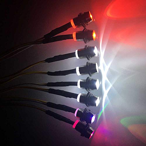 8Leds LED Light Headlights Taillight Kit Accessories Lights Compatible with traxxas HSP RC4WD Tamiya Redcat Axial SCX10 Kyosho RC Car Truck Monster Crawler (White,Red,Flashing Light LEDs)
