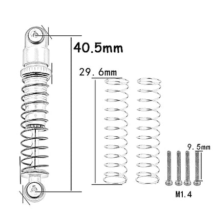 4PCS 40mm shocks Damping Shock Absorber Damper for 1/24 Axial SCX24 AXI90081 RC Crawler Car Upgrade Parts (Black) - color: Black