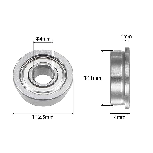 uxcell F694ZZ Flanged Ball Bearing 4x11x4mm Double Shielded Chrome Steel Flange Bearings, 4pcs - size: 4x11x4mm