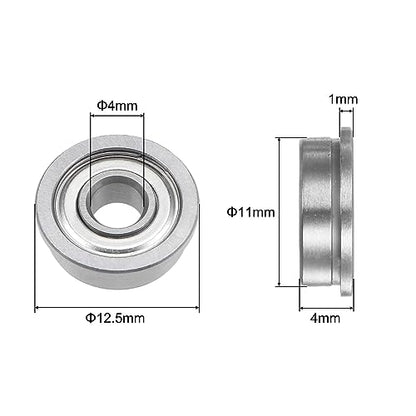 uxcell F694ZZ Flanged Ball Bearing 4x11x4mm Double Shielded Chrome Steel Flange Bearings, 4pcs - size: 4x11x4mm