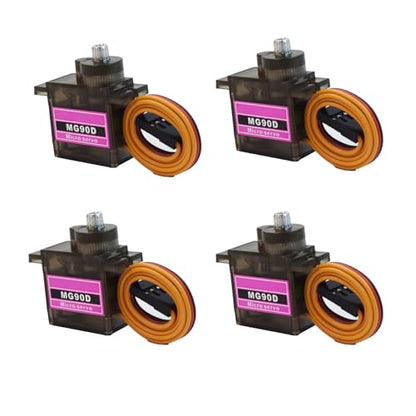 4 Pack MG90D 9g Digital Micro Servo Full Metal Gear 360 Degree Continuous Rotation Mini RC Servos Motor Upgraded SG90 for Arduino RC Smart Car Robot Arm Airplane Boat DIY Project